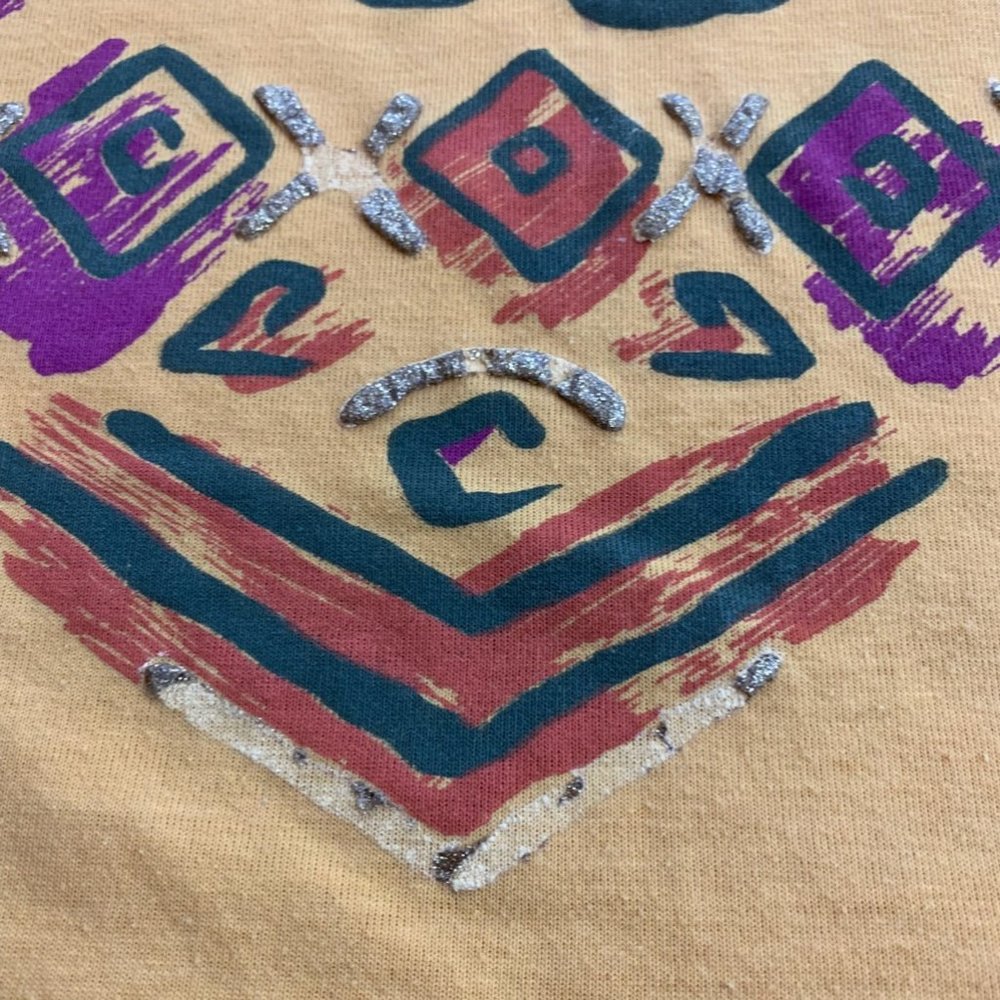 Vintage 90s River Stone Abstract Art Print Metallic USA Made Graphic T-S… - Picture 13 of 15